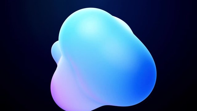 3d abstract background, droplets of molten wax with internal blue glow merge and fly apart in liquid. Seamless loop in 4k. Smooth animation of bubbles, metaball with inner glow. 53
