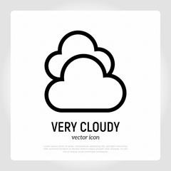 Very cloudy icon. Weather symbol in flat style. Modern vector illustration.