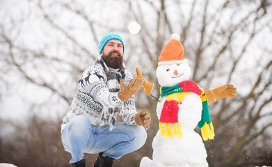 Lets celebrate. winter holiday outdoor. warm sweater in cold weather. winter season activity. its...