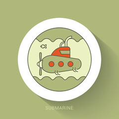 Submarine icon. flat illustration of submarine vector icon.