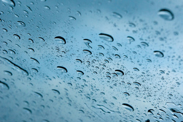 Water drop on a glass during raining season