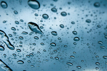 Water drop on a glass during raining season