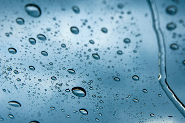 Water drop on a glass during raining season