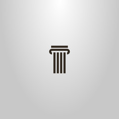 black and white simple vector line art geometric sign of an antique column