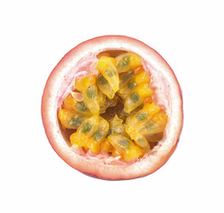 Half passion fruit isolated on a white background
