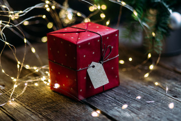 Boxes with New Year's gifts on the table