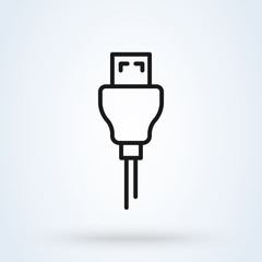usb cable line. Simple vector modern icon design illustration.