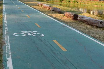 Bicycle lane for exercise outdoor, healthcare concept.