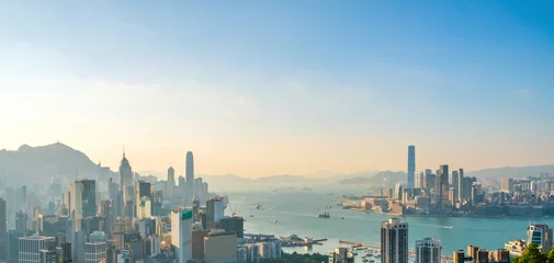 Foto op Plexiglas  Skyscraper city Skyline, aerial  of Hong Kong City © hanohiki