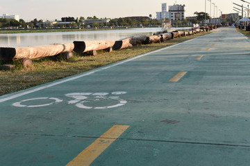 Bicycle lane for exercise outdoor, healthcare concept.