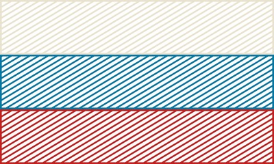 Russia national thin line style flag. Celebration card template for independence day.