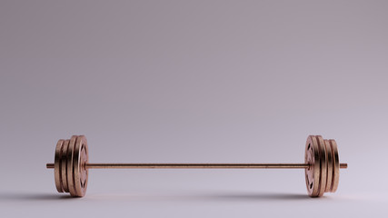 Bronze Barbell with 4 Weights on each end 3d illustration 3d render