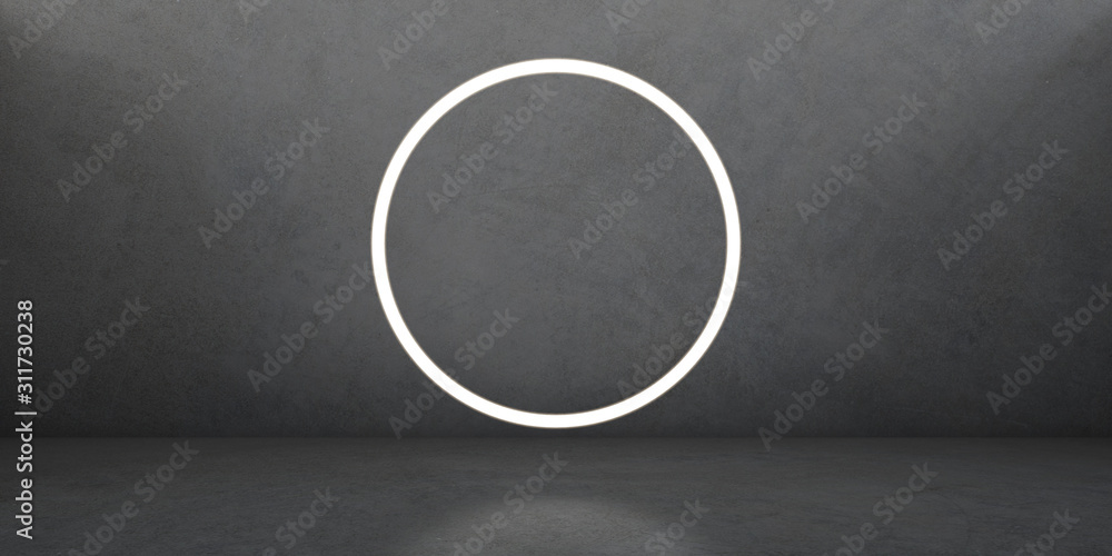 Aufkleber abstract of concrete space with shape of neon light,3d rendering