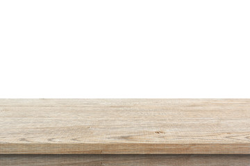 wooden table isolate on white background.