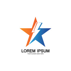 Obraz premium Lightning Star,Energy Star logo vector icon design template