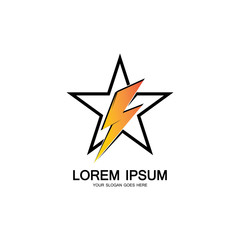 Obraz premium Lightning Star,Energy Star logo vector icon design template