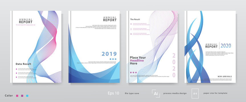 Elegant annual report cover with wave line