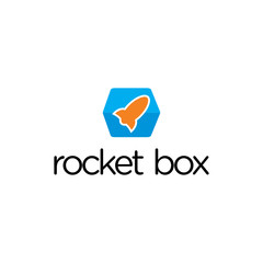 Rocket in Box Logo Icon Design Template Elements