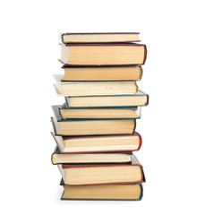 Collection of different books isolated on white