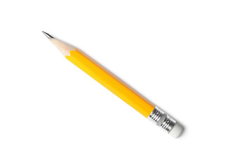Sharp pencil isolated on white, top view