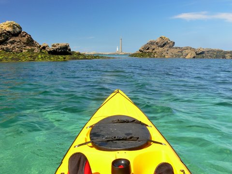 Fishing in kayak on the sea in Brittany. France - Powered by Adobe