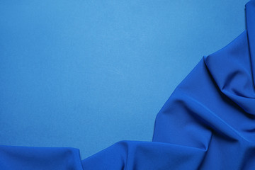 Crumpled fabric and space for text on bright background, top view. Color of the year 2020 (Classic...
