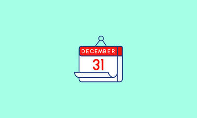 December 31 flat calendar icon