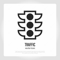 Traffic light thin line icon. Stoplight. Vector illustration.