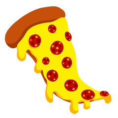 Vector Illustration of Pizza Cartoon With Pepperoni and Toppings