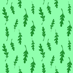 ruccola seamless vector pattern on rge green background. 