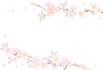 ポストカードサイズ　桜のフレーム　横