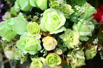 Close up of artificial flower bouquet.