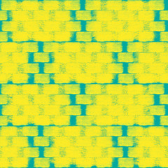 Brick wall seamless pattern in yellow blue color for background, wrapping paper, wallpaper.