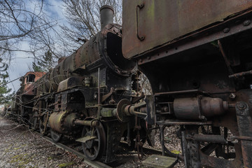 Fototapeta na wymiar alte dampflokomotive in der natur