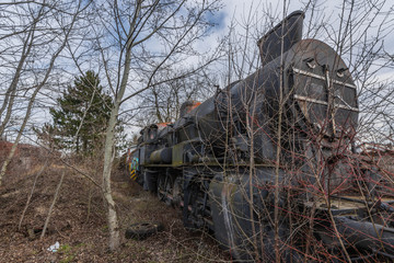 grosse alte lokomotive in der natur