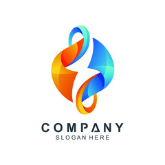 Thunder Bolt Logo Design Vector