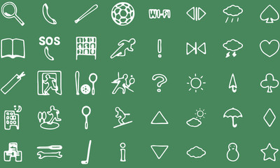 手描きアイコンセット40　スポーツと天気