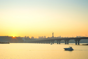 Dnipro river Paton bridge Kyiv