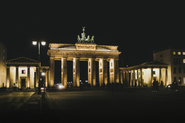 Fototapeta na wymiar Brandenburg gate at night. Berlin landmark. Travel and tourism in Berlin concept.