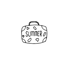 Bag icon, Summer lettering monochrome art design elements stock vector illustration for web, for print