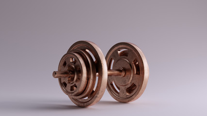 Bronze Dumbbell 3d illustration 3d render	