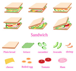 サンドイッチ　List of sandwiches and their ingredients