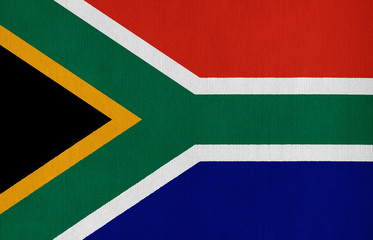 National flag of South Africa on a cotton texture background