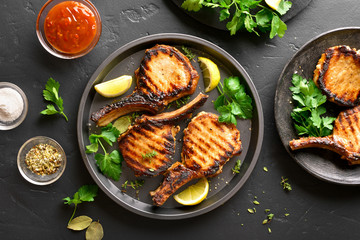 Grilled pork steaks