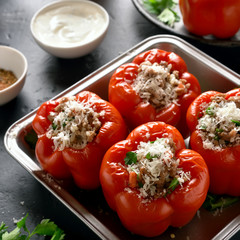 Stuffed red bell peppers