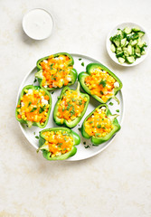 Baked green bell peppers