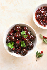 Meatballs with cranberry sauce