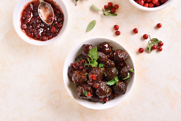 Meatballs with cranberry sauce