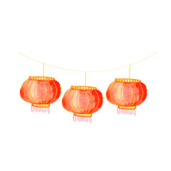 Garland with red and yellow traditional paper chinese lanterns
