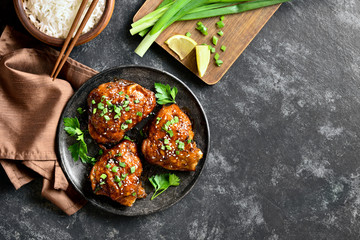 Grilled chicken thighs with rice